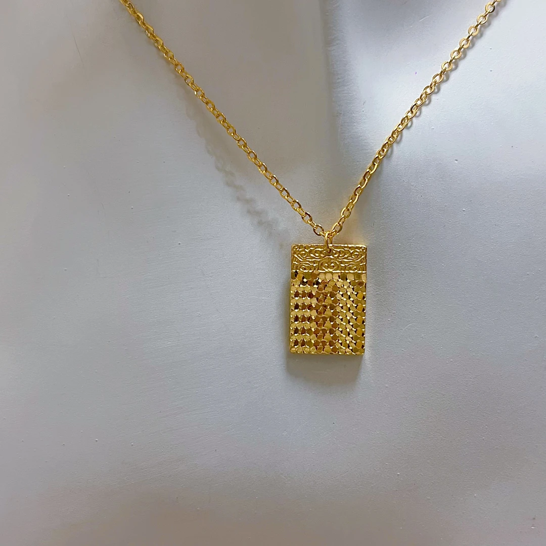 特价 足金999碎碎冰无事牌套链时尚轻奢中古