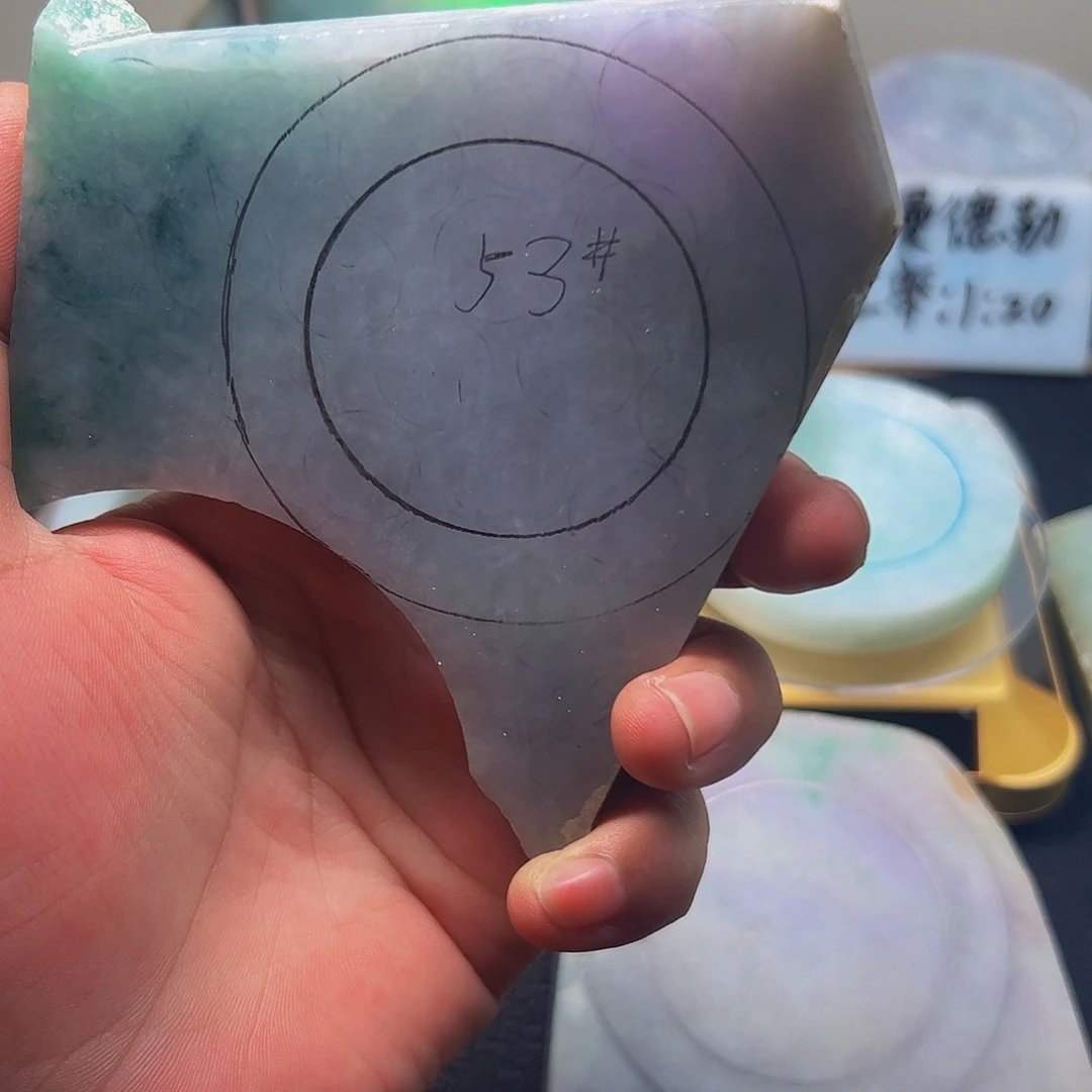 定制翡翠未镶嵌只有手镯没有余料53-55圈口