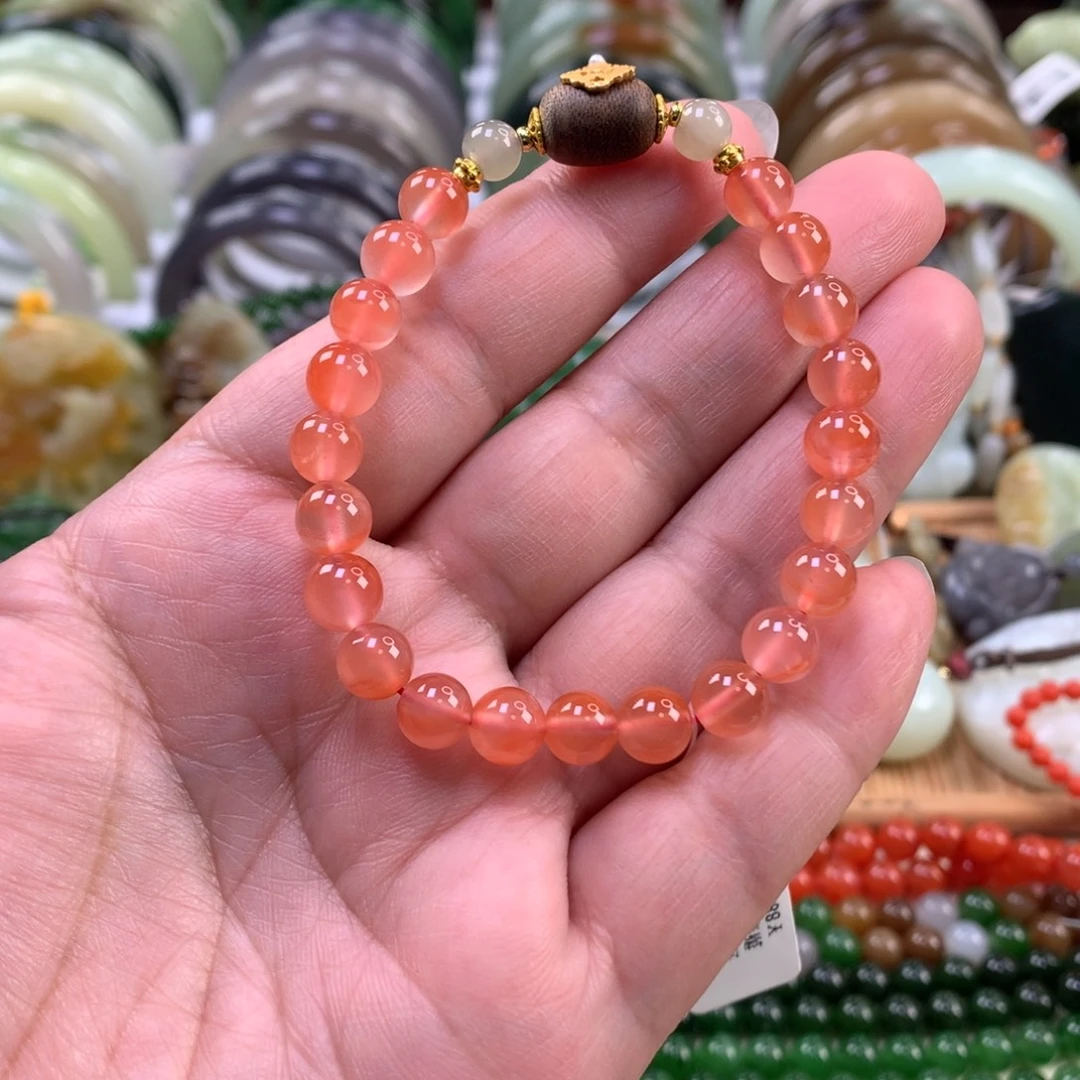 南红玛瑙未镶嵌手链卡0.7