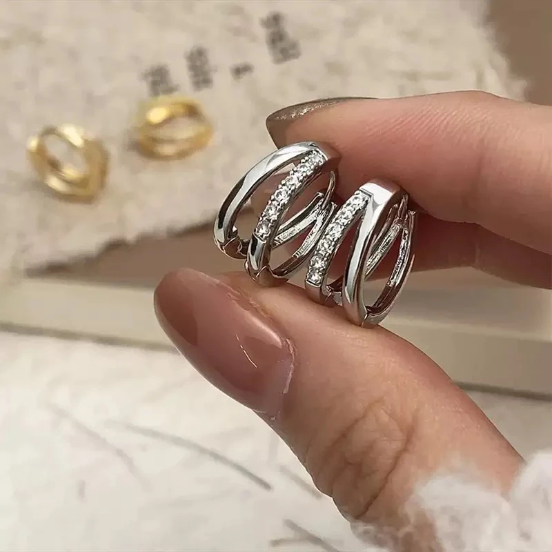 铜合金合成锆石耳饰 气质轻奢时尚百搭小众简约个性素款耳钉508