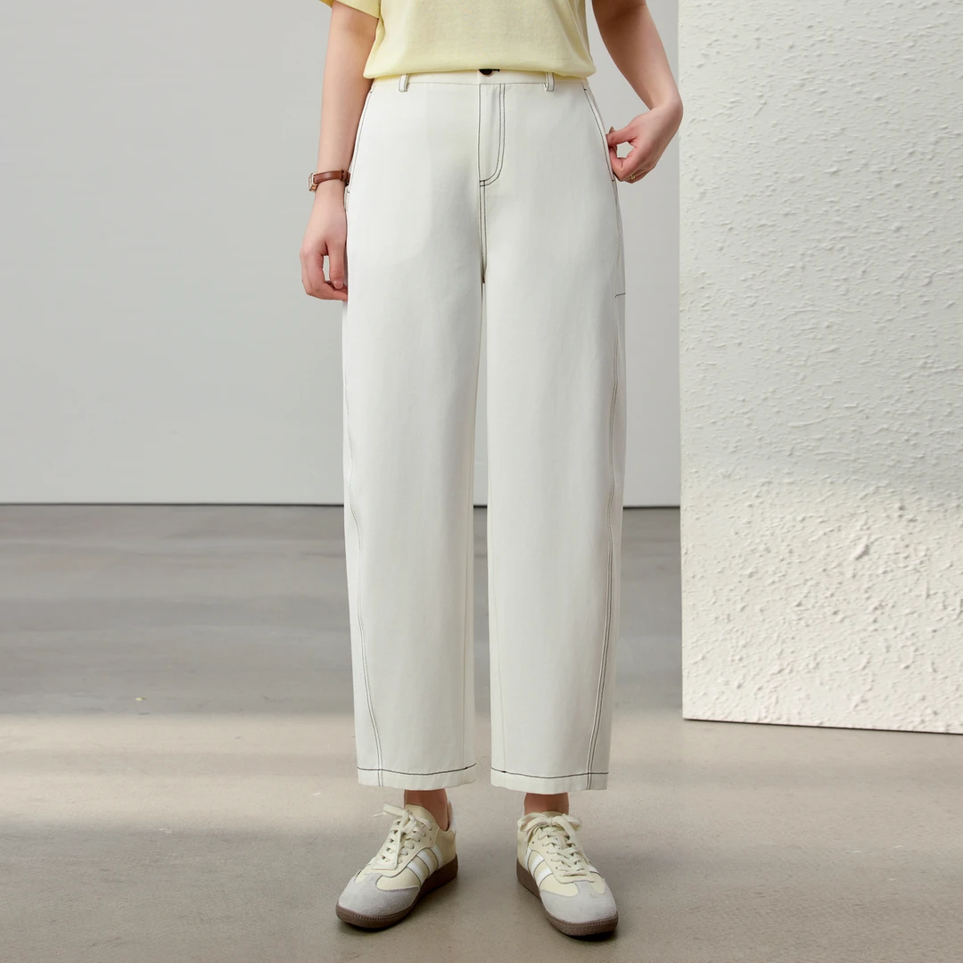 【解构主义】莱赛尔休闲松紧腰萝卜裤纤莉秀大码女装显瘦裤子QK1427