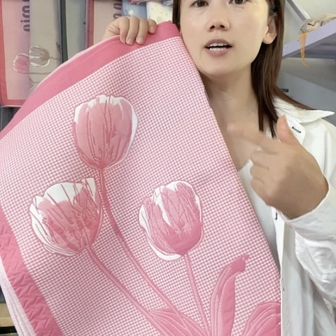 棉纱布棉粉色郁金香