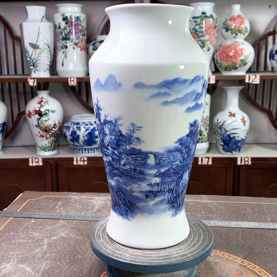 摆件景德镇陶瓷大鱼山水