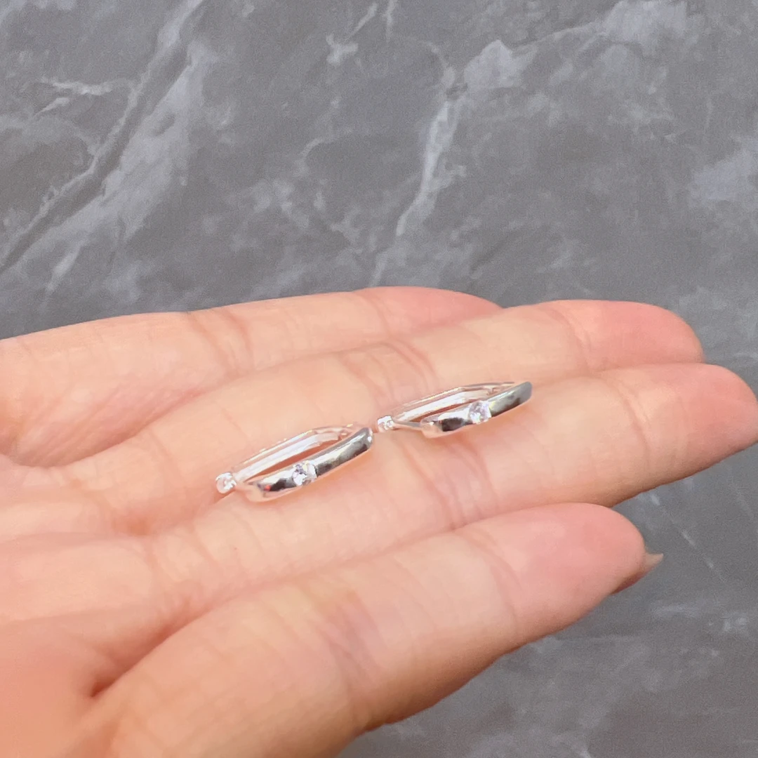 足银耳饰 zy 10方形单钻耳扣990 足银