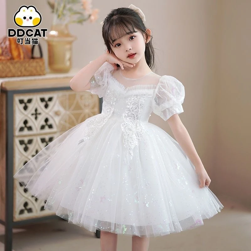 六一儿童公主裙主持人钢琴表演礼服女童连衣裙花童婚礼纱裙
