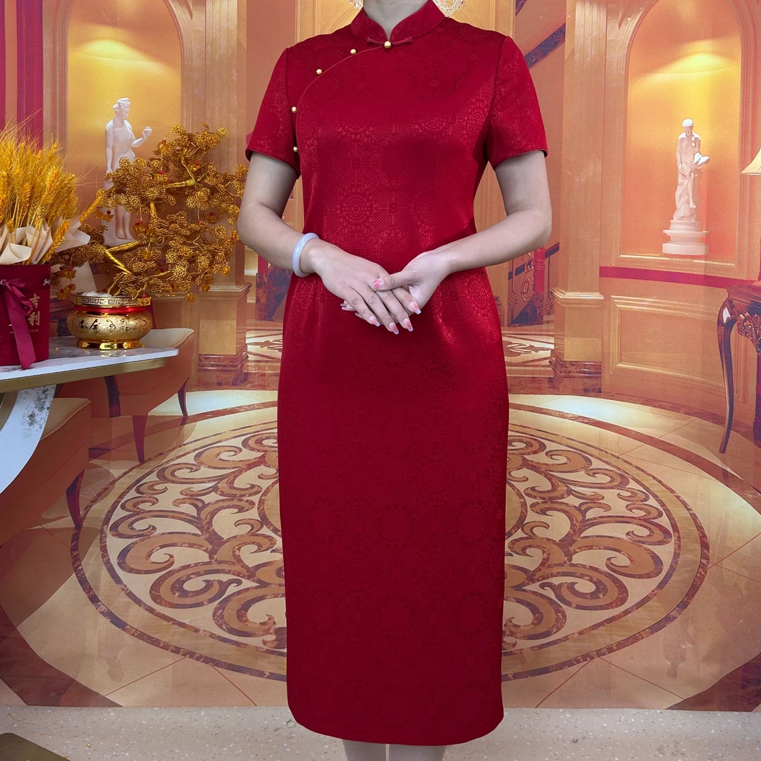 2025喜婆婆喜妈妈三醋酸高档礼服旗袍旗袍平时可穿国庆婚礼新娘