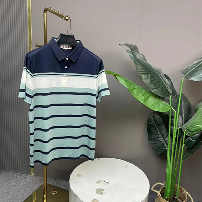 【蓝条纹小个子polo家】男士简单短袖夏季透气款polo衫