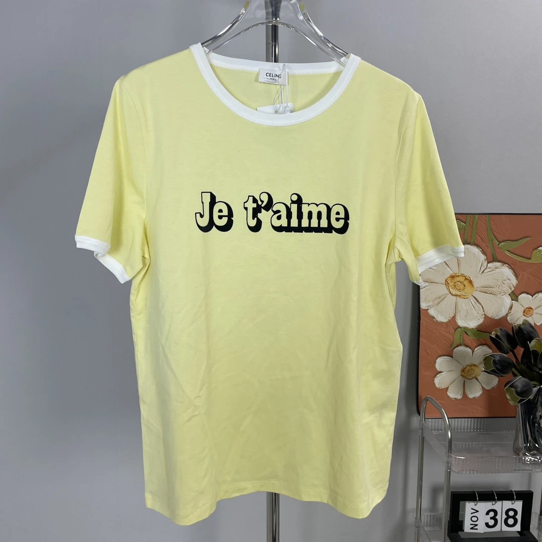 全新未使用 Celine/思琳 Celine 黄色 短袖 全新 M码 JA019