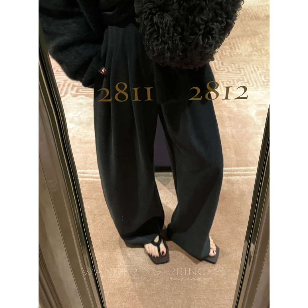 钱美西9/13新品 密垂抗皱压褶显瘦 弯刀立裁西装阔腿裤