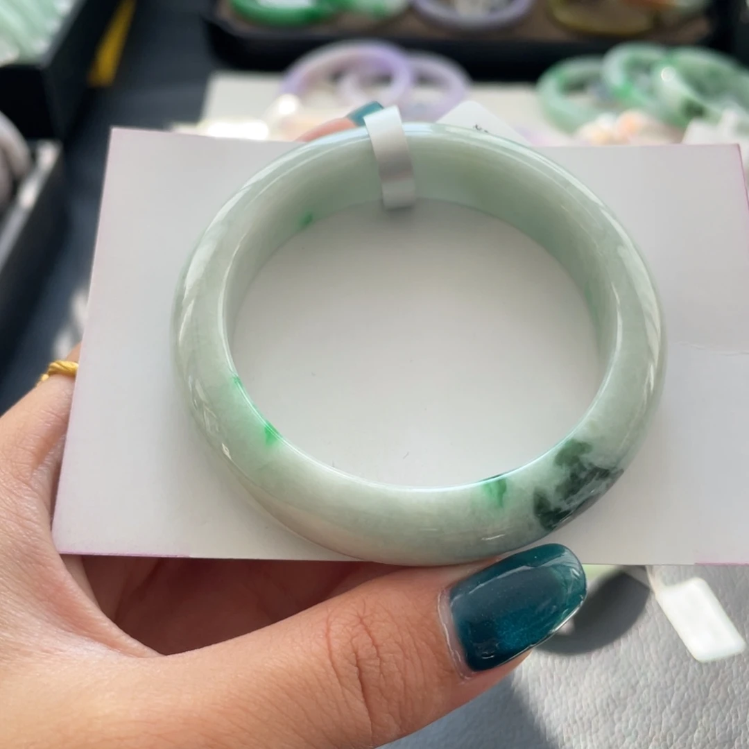 翡翠未镶嵌手镯43号53正圈纹裂