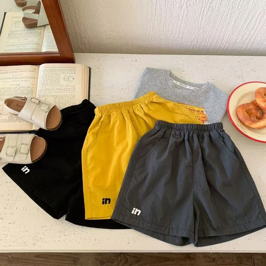 儿童夏季短裤外穿2025新款男女童纯色中裤透气潮宝宝五分裤女薄款