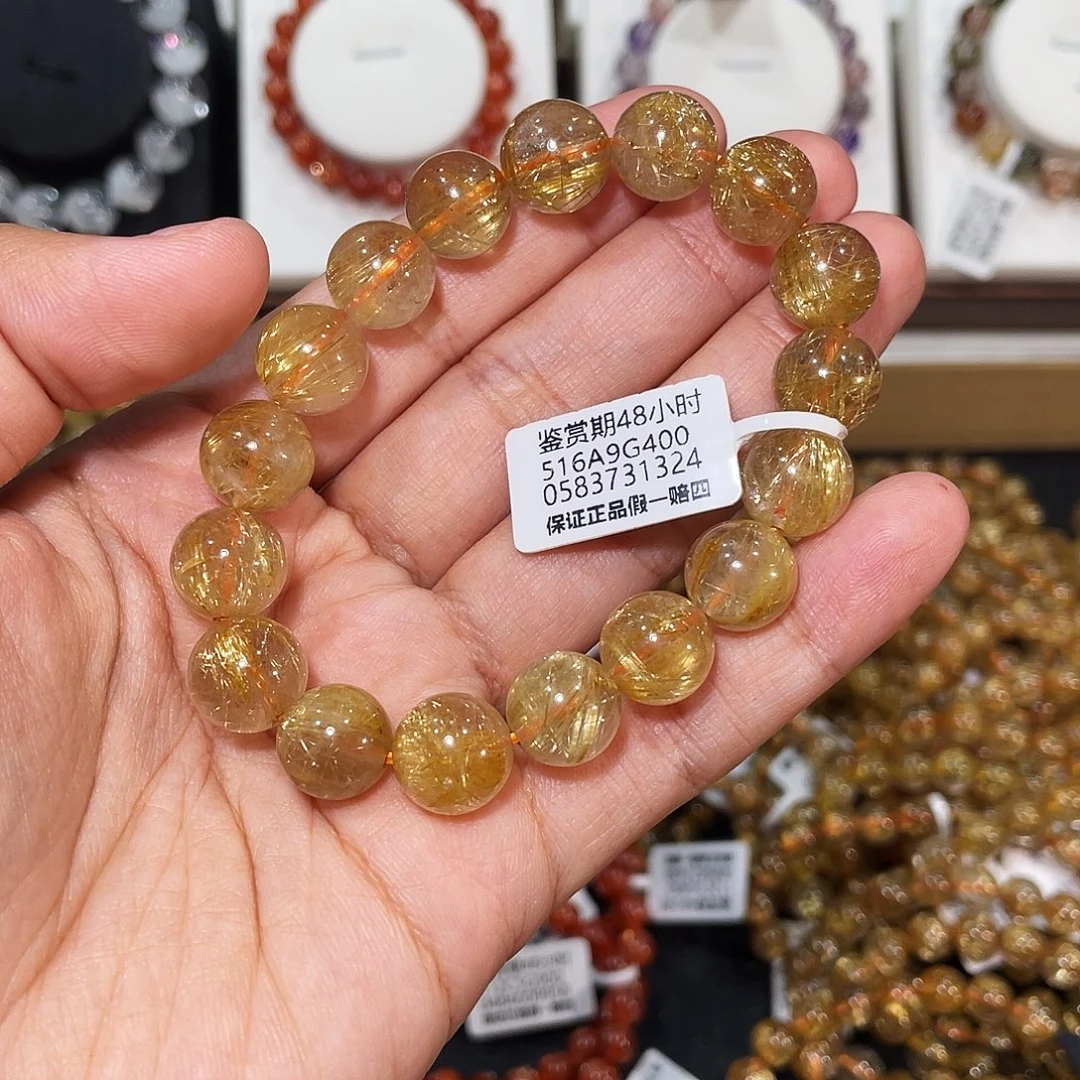 丽***呀手链发晶未镶嵌金发晶11.6mm