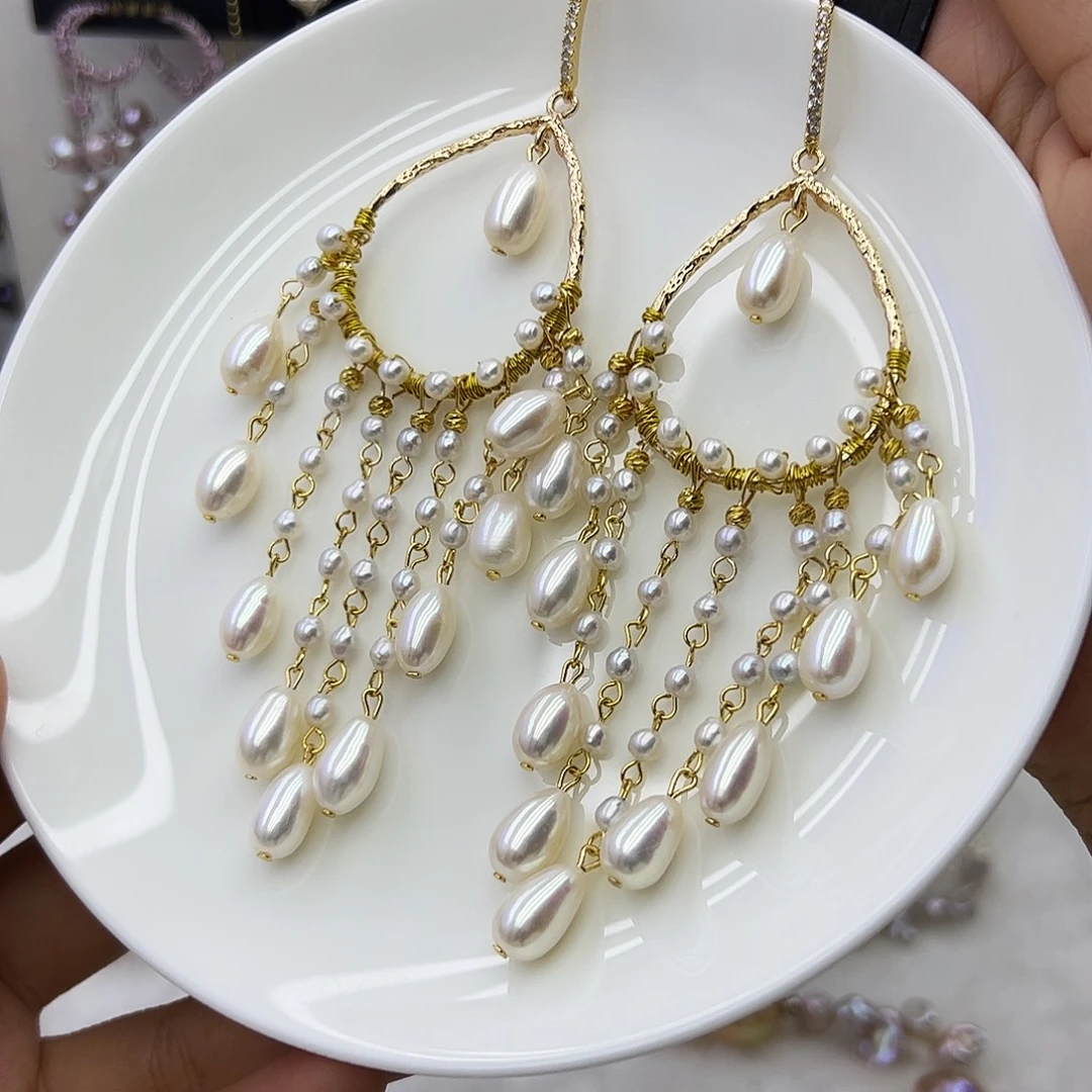 耳饰银S925镶嵌淡水珍珠