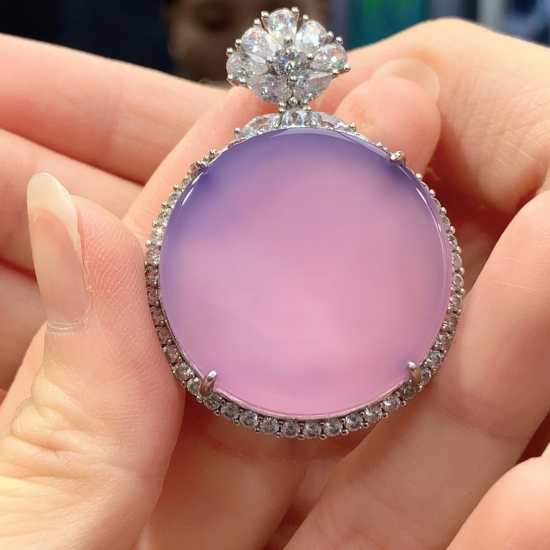 玛瑙/玉髓银S925镶嵌吊坠