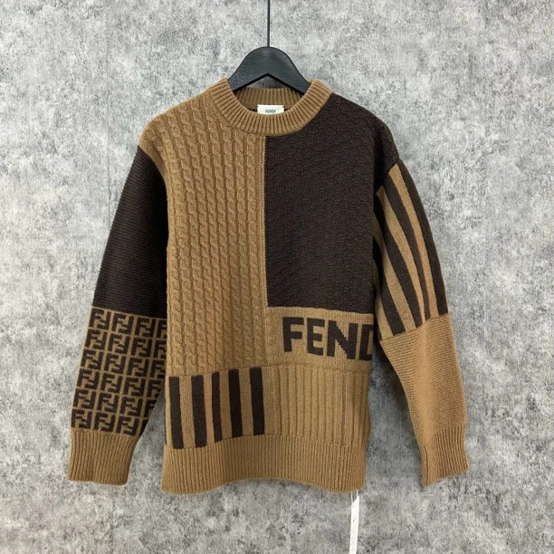 95新 FENDI/芬迪 芬迪满印拼色毛衣