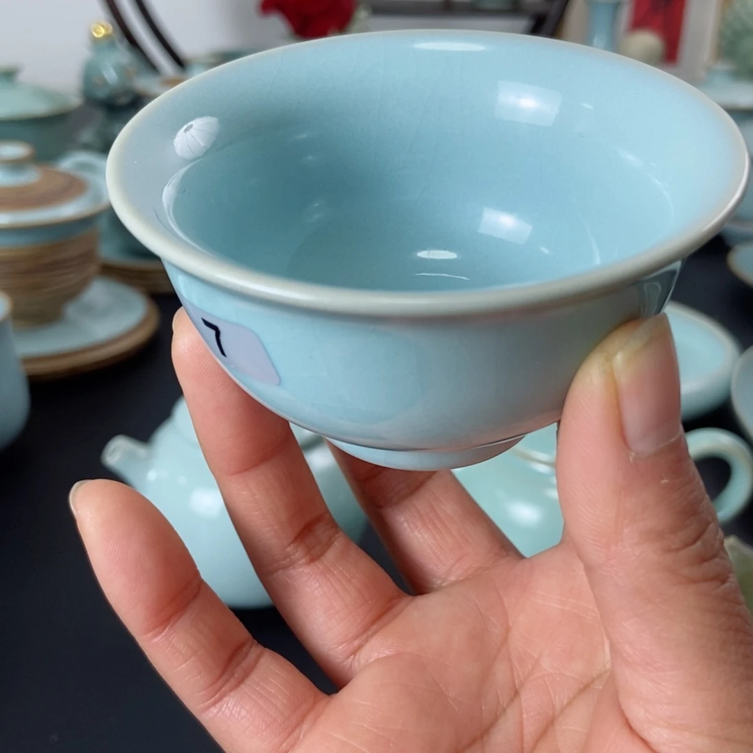 天青釉压手杯微瑕福利