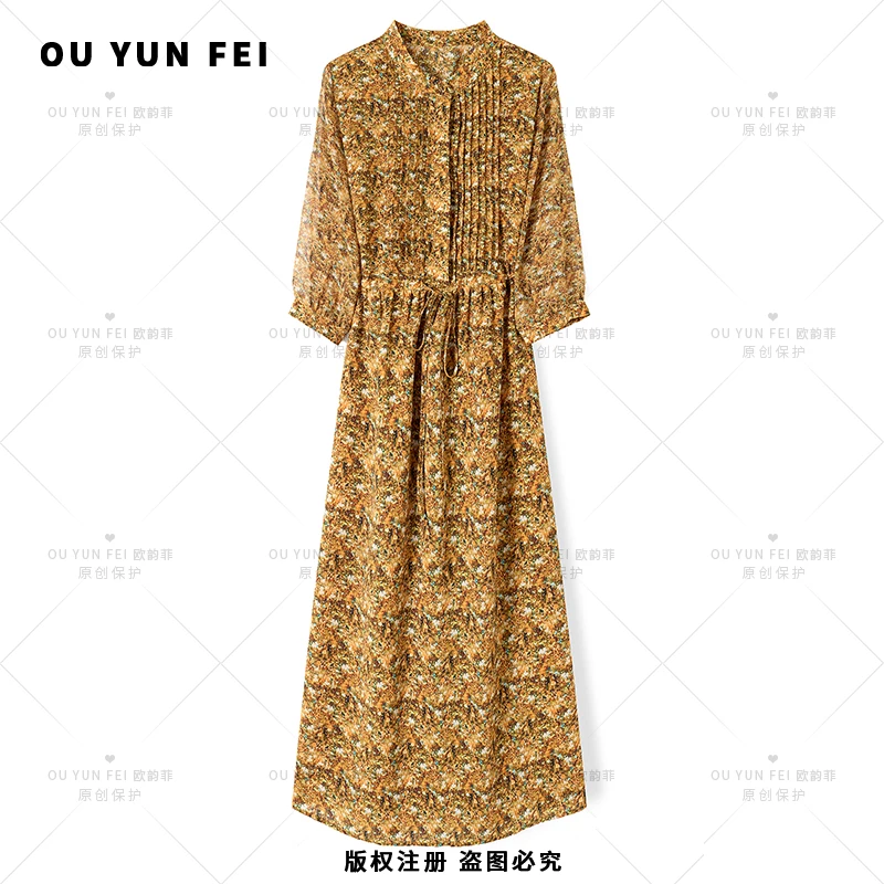 高级感连衣裙女新款气质显瘦穿搭时尚洋气印花长裙HY1671