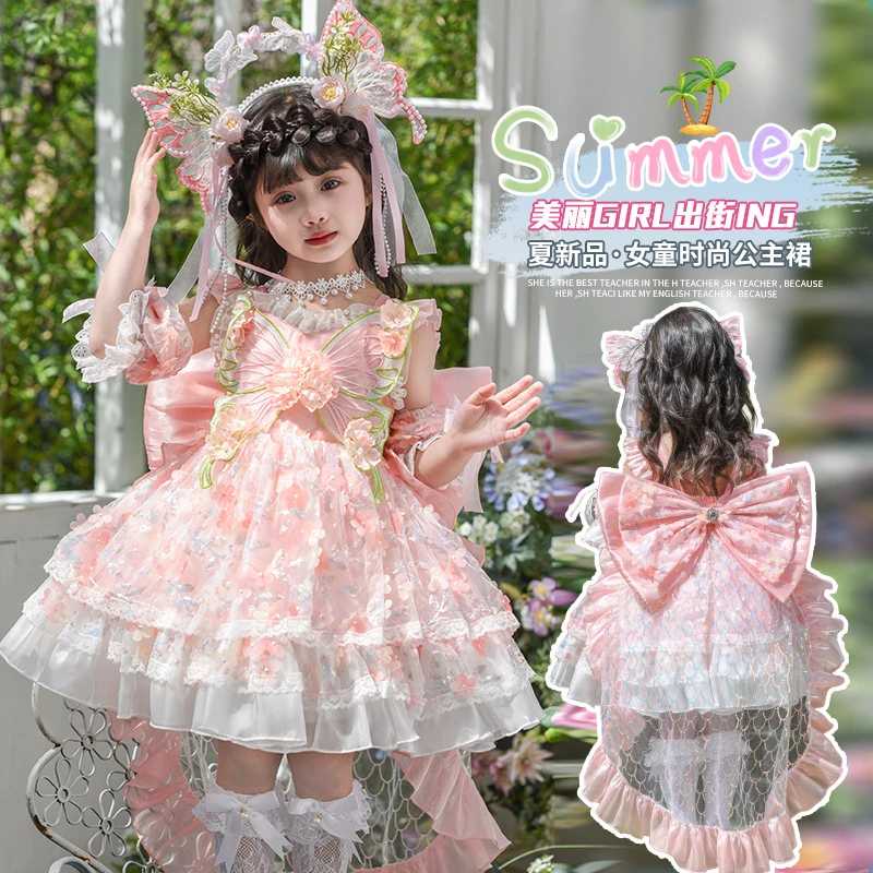 女童洛丽塔公主裙夏季新款儿童卡通生日礼服蓬蓬纱裙精灵连衣裙