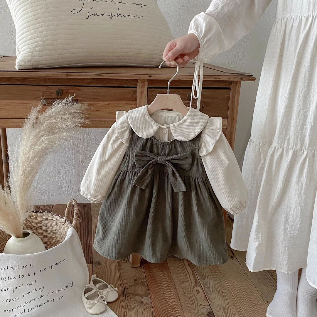 巴拉巴拉男孩女孩婴儿衣服春秋季韩版连衣裙女宝宝娃娃领长袖开衫