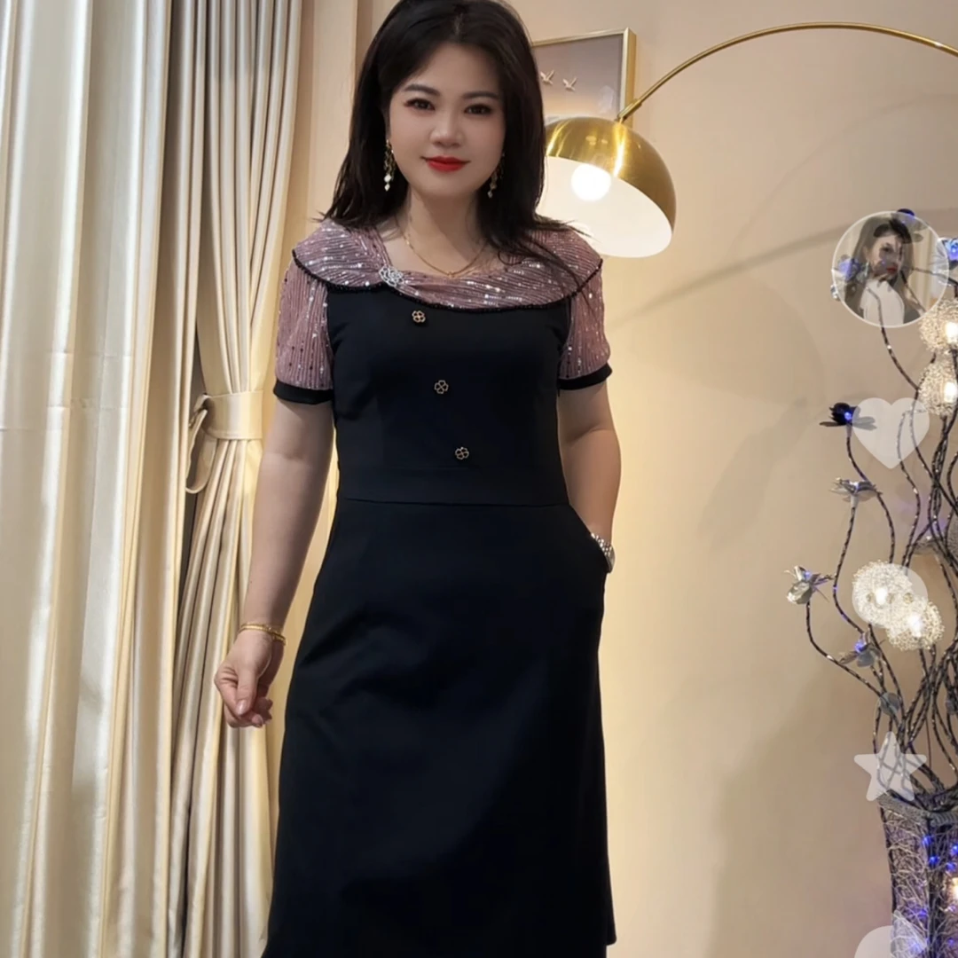 【俊端推荐】2025新款优雅显瘦泡泡袖女装名媛洋气连衣裙夏季