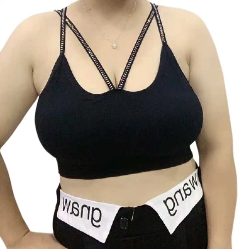 hayrinsa大码女带钻吊带美背好看黑色红色均码60-100kg可以穿
