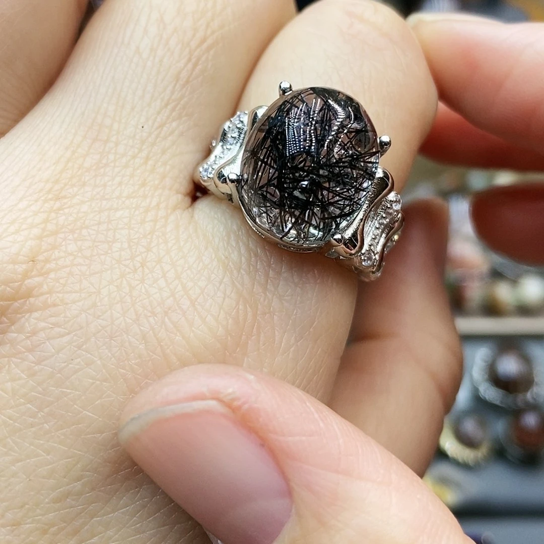 水晶戒指银S925镶嵌野*璐