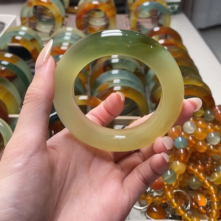 鬼***0蛇纹石玉未镶嵌手镯53.9