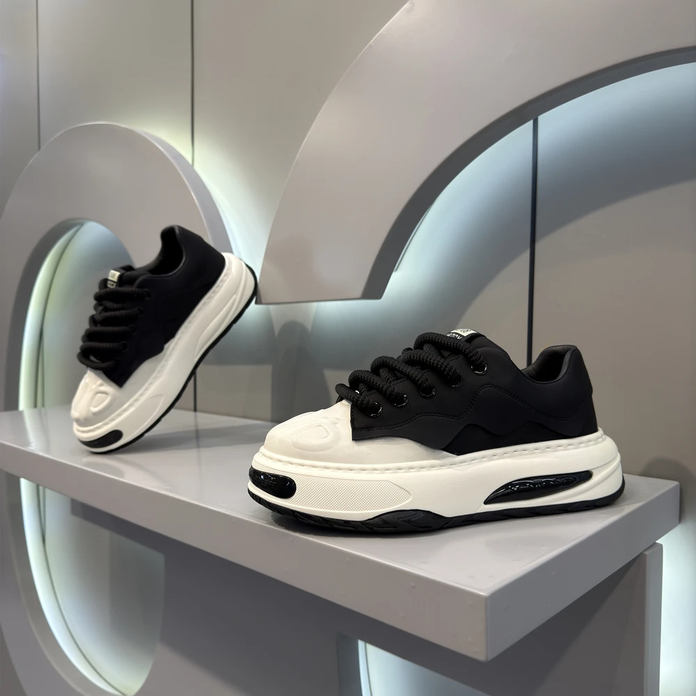 春季新款时尚高端百搭男士个性潮鞋厚底增高低帮舒适休闲系带鞋子