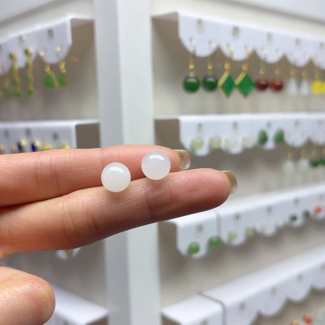 银S925镶嵌和田玉耳饰