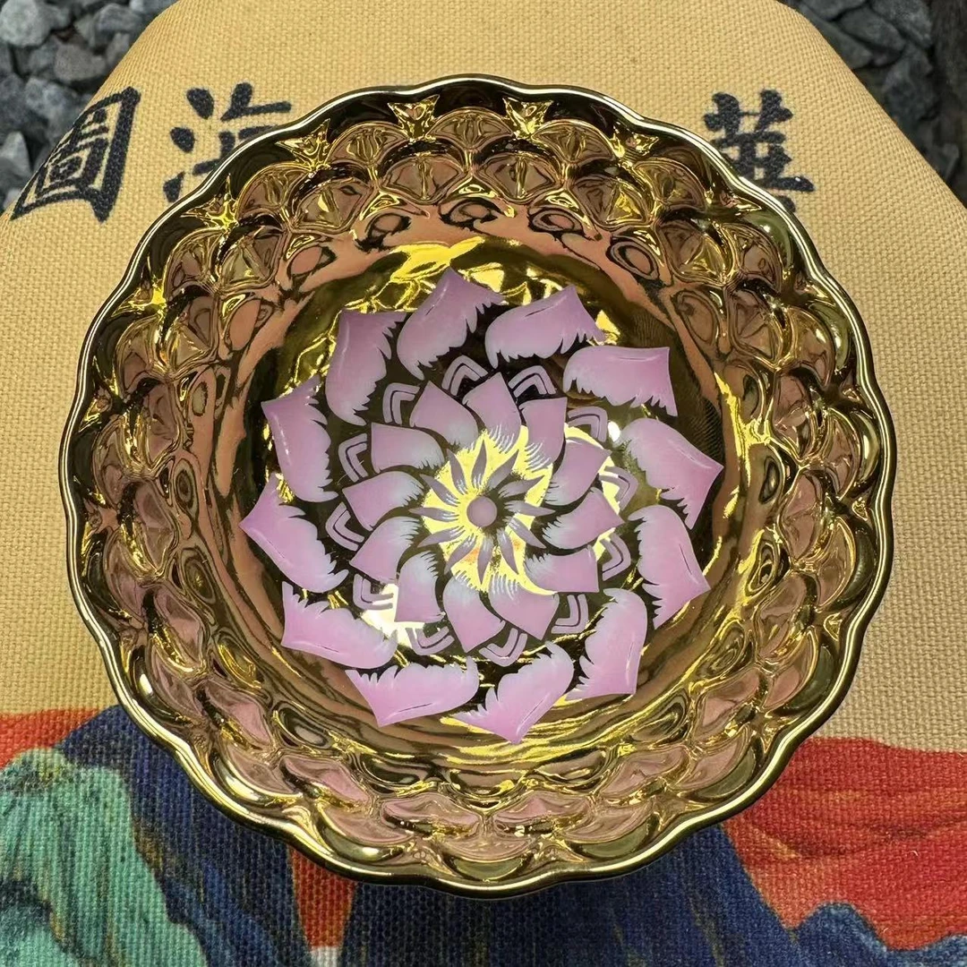 手工茶器 金玉满堂 红粉佳人裸杯