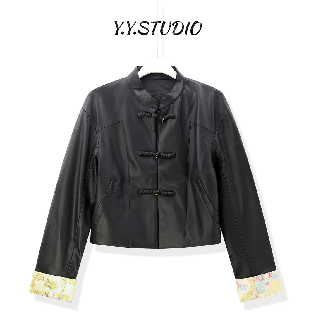 515春季工装风立领休闲皮衣秋冬网红女装复古2616