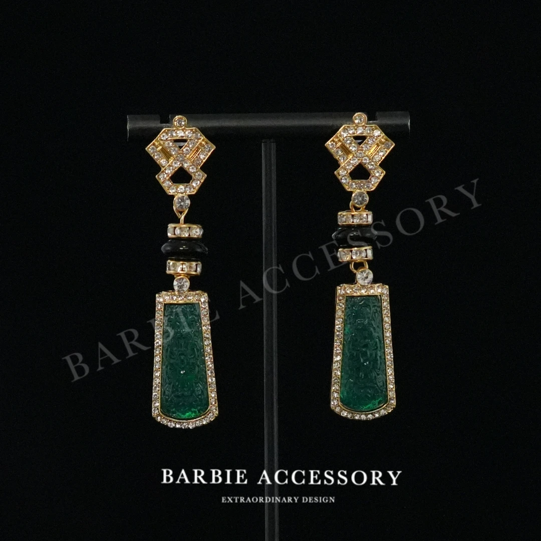 铜合金合成锆石耳饰 【北风绿艺】法式中古轻奢设计款高级感耳环