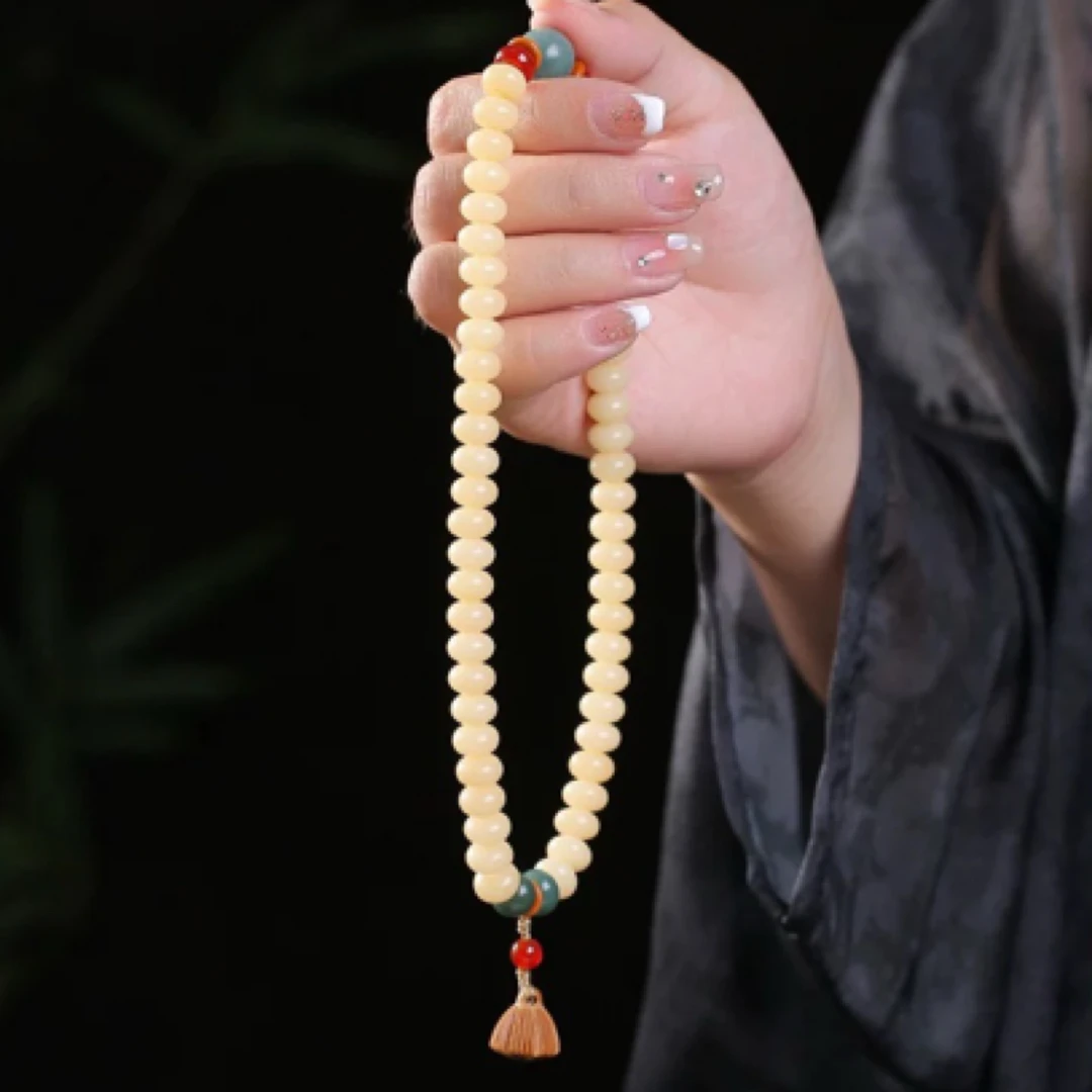 【依瑶双圈】天然玉化菩提双圈文玩手串念珠算盘珠