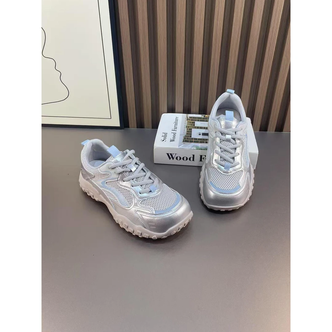 厚底增高软底网面透气舒适时尚运动鞋女2025秋季新款休闲老爹鞋女