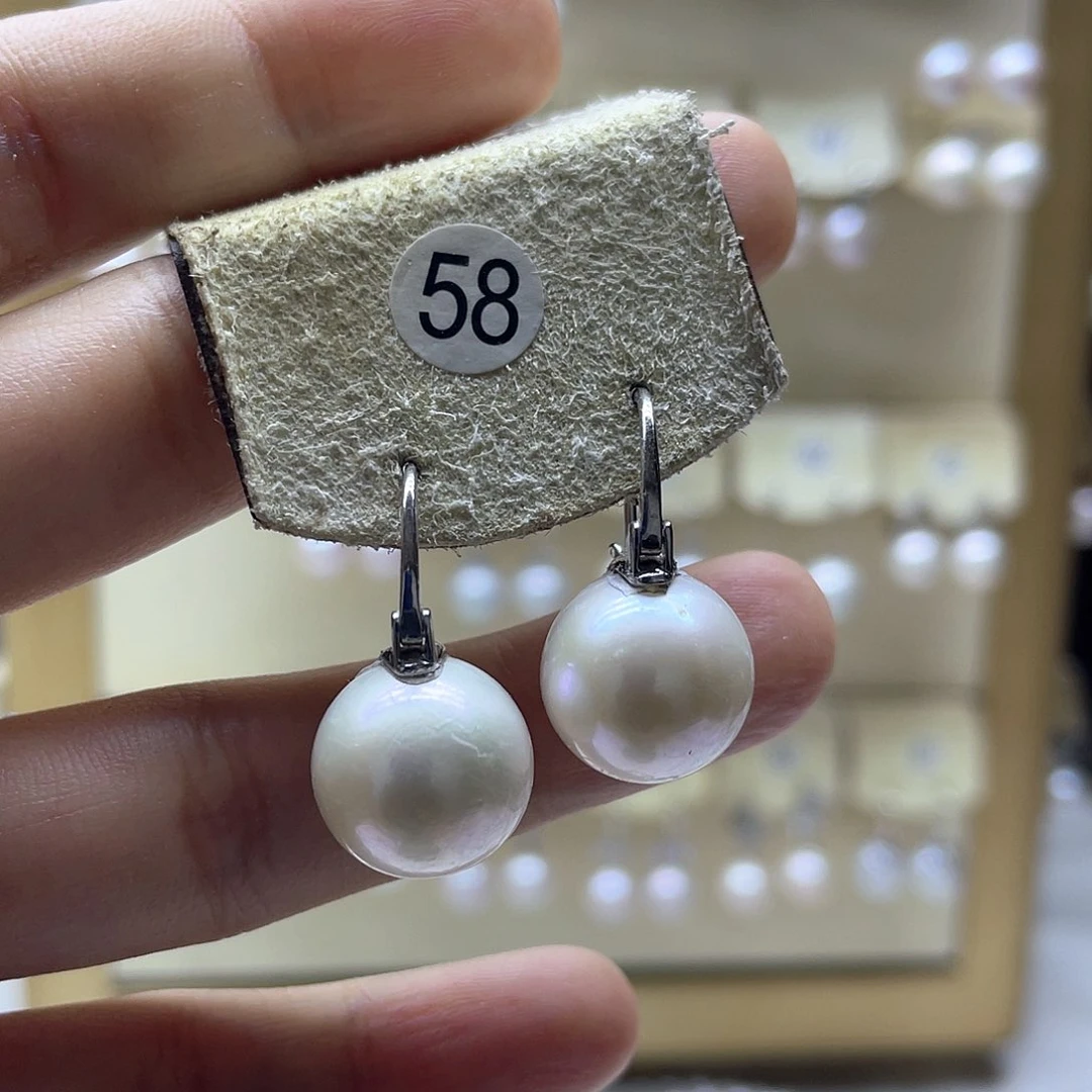 银S925镶嵌淡水珍珠耳饰