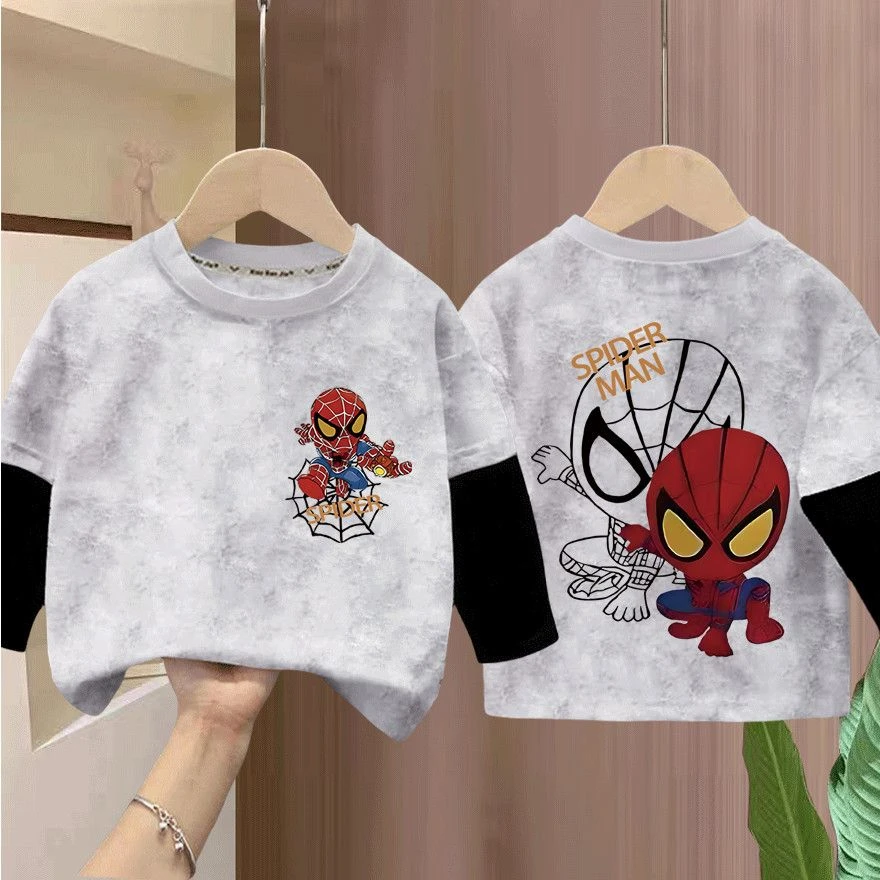 100%纯棉重磅新款t恤长袖男假两件韩版美式ins秋季宽松上衣爆款酷