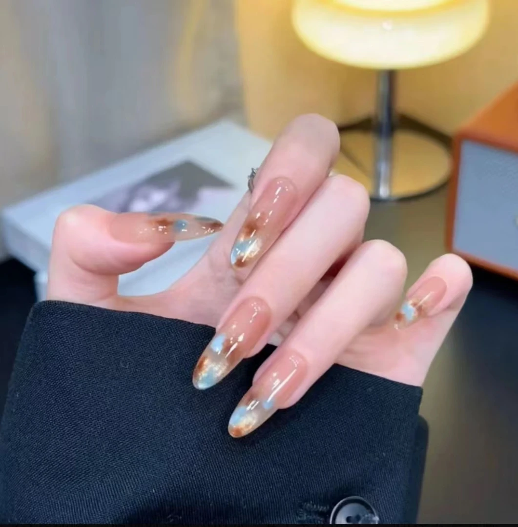 【海洋琥珀】秋冬冰美式风格纯手工定制可拆卸穿戴甲穿戴式美甲