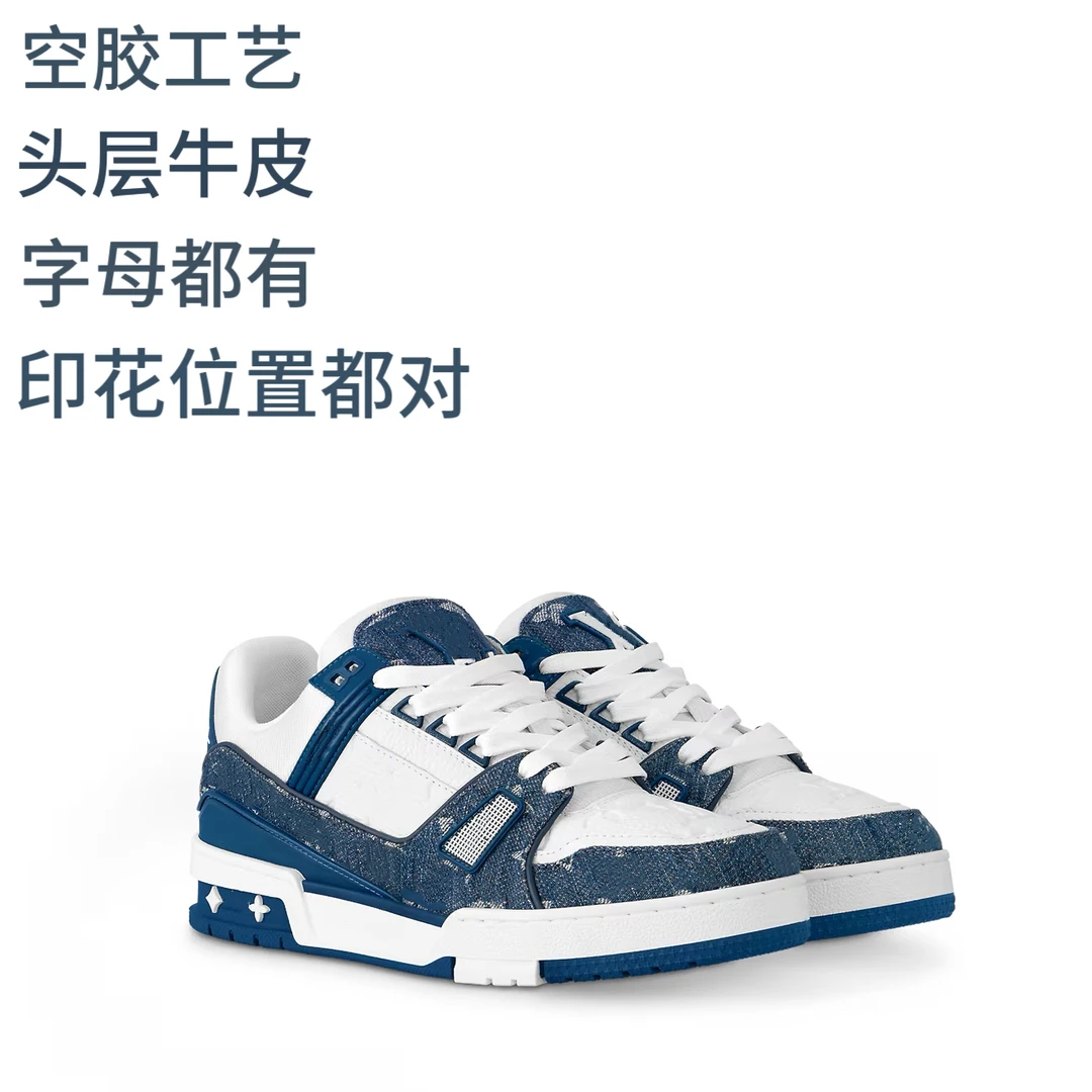 牛仔蓝白配色时尚休闲板鞋男款女款