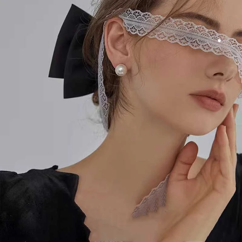 足银耳饰 大珍珠耳环耳饰品高亮法式仿珍珠999银耳钉2024爆款网红