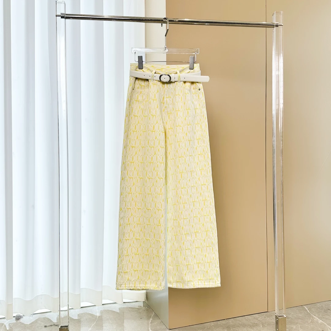 GUABMN2025夏季新款重工提花高腰洋气直筒阔腿长裤3869