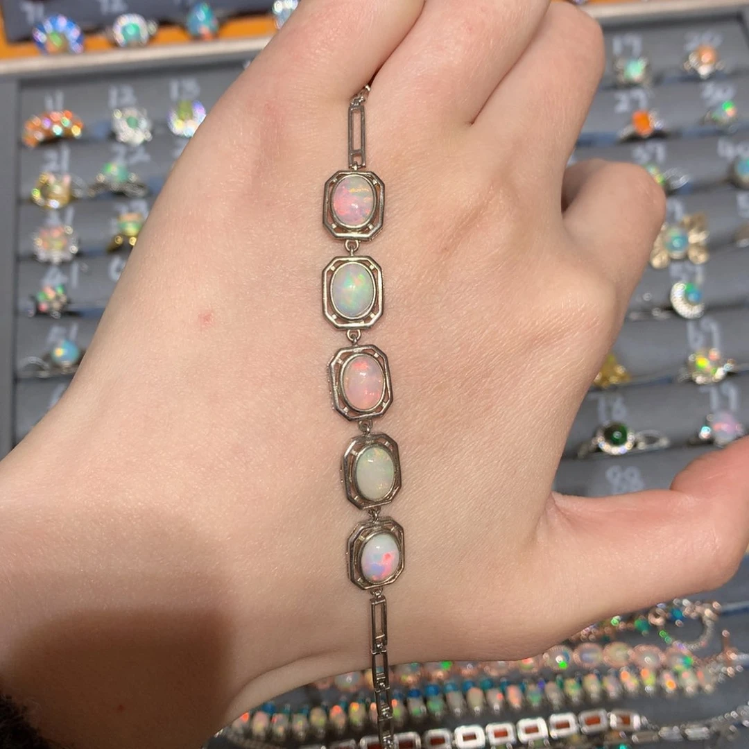 银S925镶嵌欧泊手链t