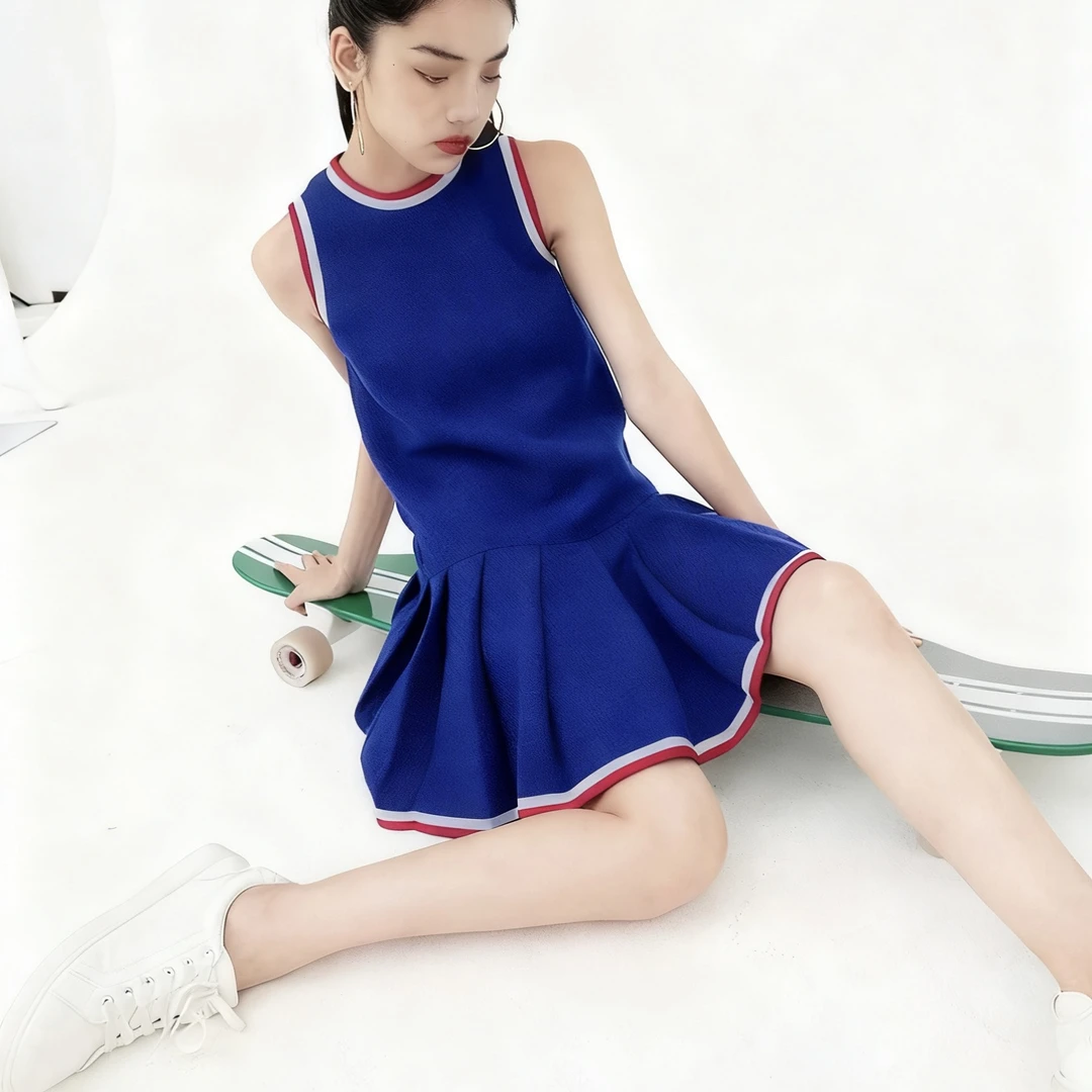 95新 GUCCI/古驰 蓝色无袖连衣裙