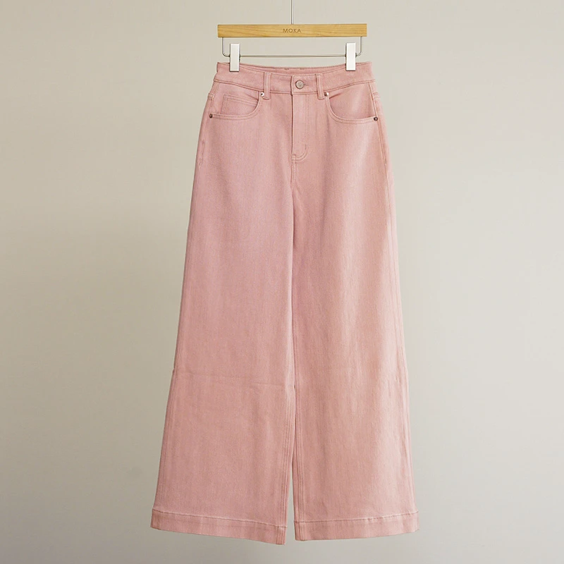 意大利订单脏粉色高腰直筒阔腿裤女士裤子（250244）2607