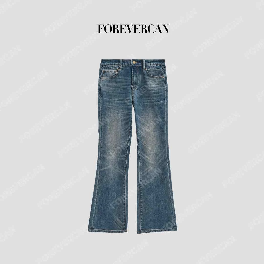 FOREVERCAN“模拟轨迹”意大利进口复古洗水微喇叭牛仔裤 SP19265