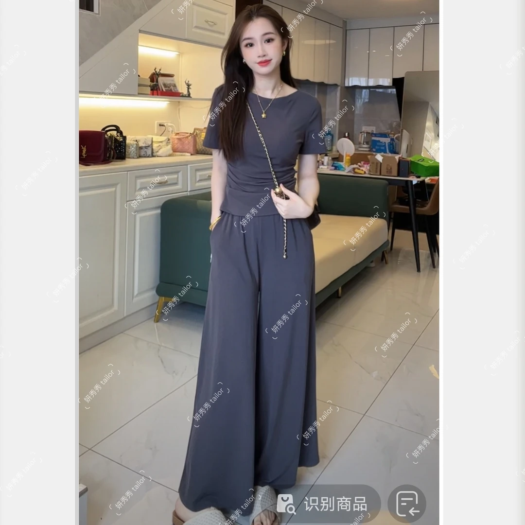 【运费险+高端精梳人棉】夏季新款设计师高定版宽松时尚气质两件套