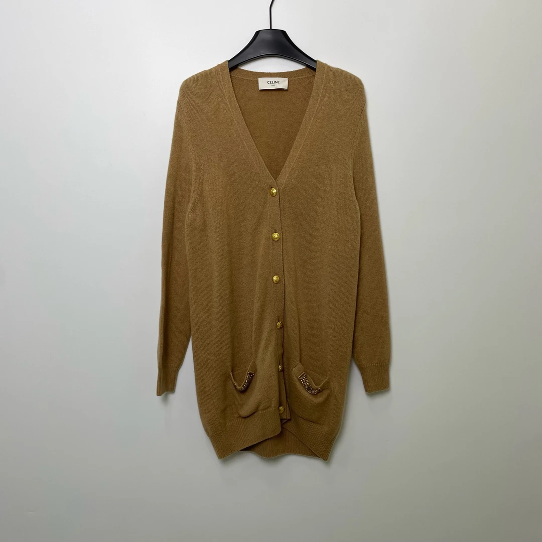 99新 Celine/思琳 D500381/凯旋门金属装饰针织开衫/ M码