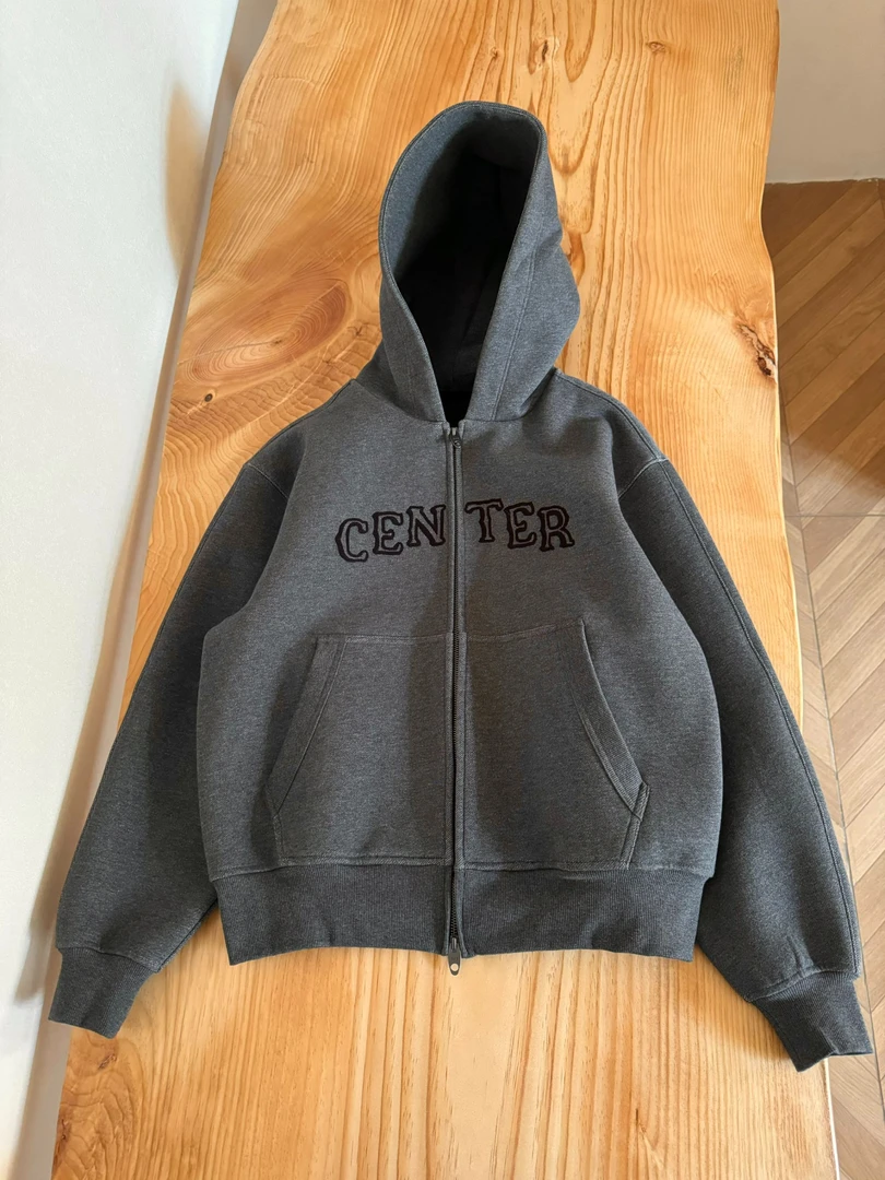 49601-Embroidery Zip Hoody 重磅保暖锁温刺绣拉链帽衫外套