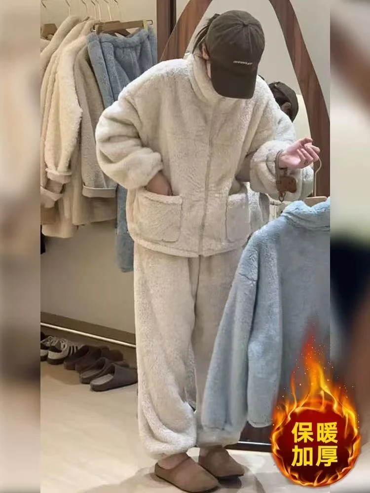 002冬季睡衣多色女士保暖保甜美加厚居家睡衣上衣