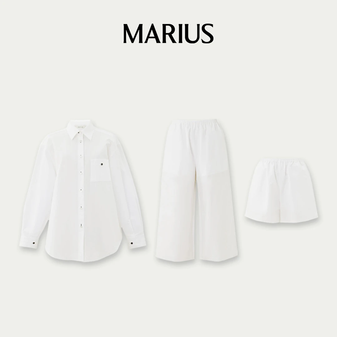 MARIUS“云游套”闲适风柔软舒适衬衫/短裤/八分裤三件套