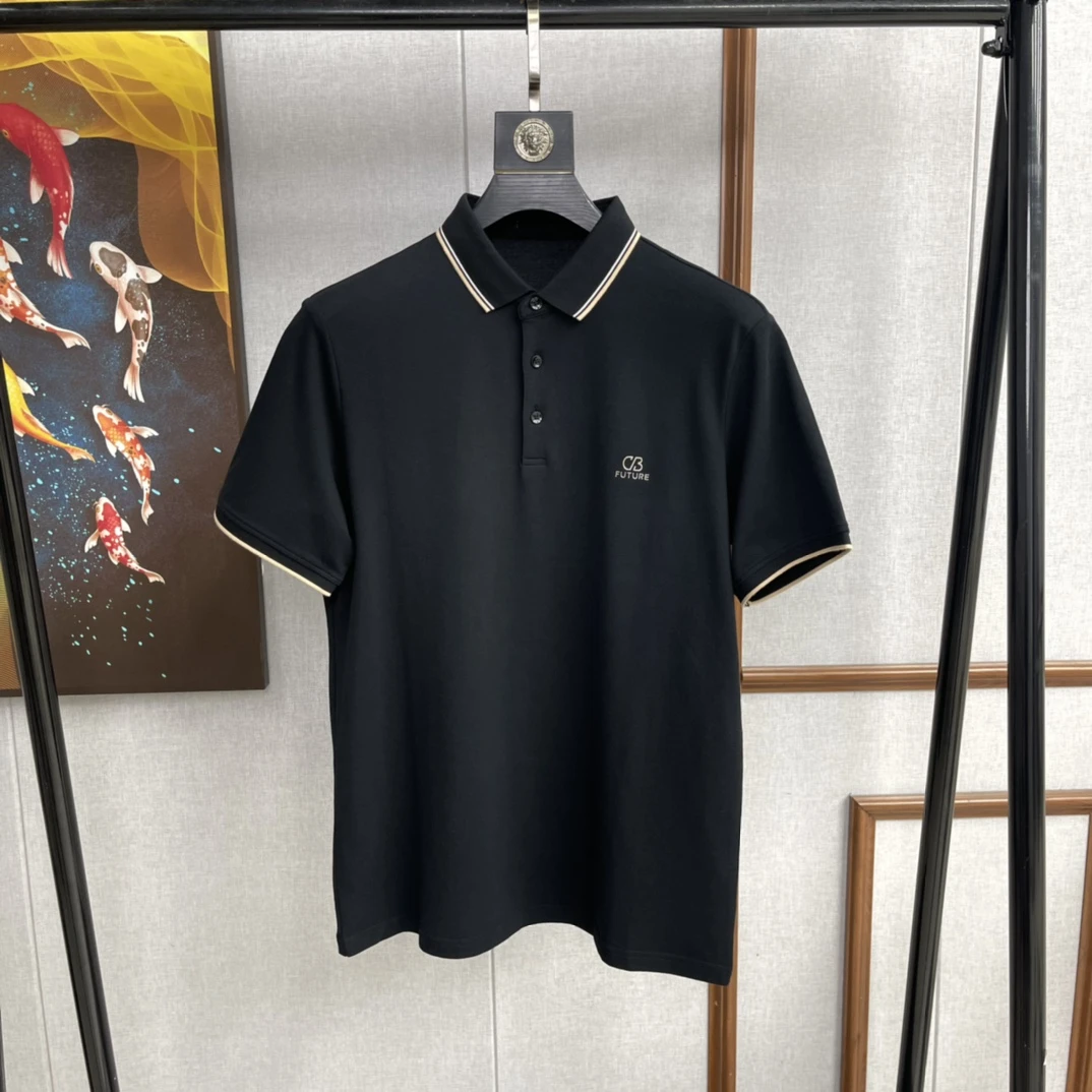 D767夏季时尚撞色翻领舒适弹力男士Polo衫干爽透气吸湿排汗简约男